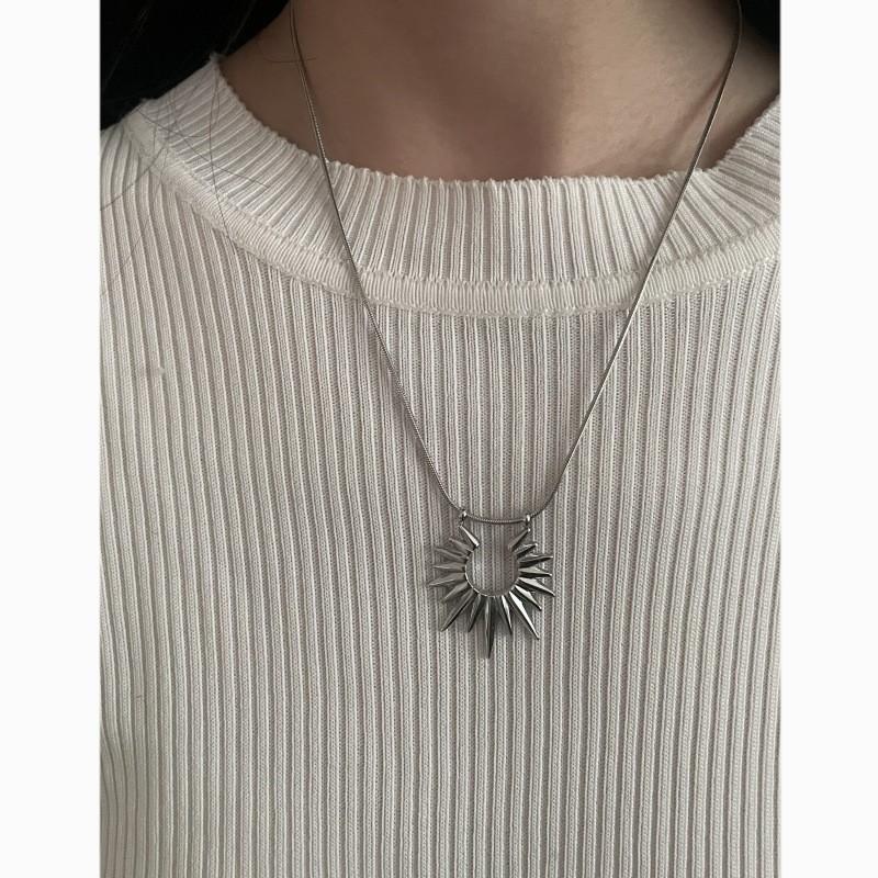 Geometric Snake Chain Necklace With Titanium Pendant For Men Women