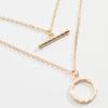 Double Layer Geometric Metal Necklace with OT Buckle - High-End Fashion Accessory