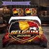 Belgium Football Pattern 3 Pieces Bedding Set Soft Microfiber Duvet Cover with Pillow Cases for Bedroom