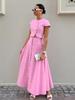  Chic Elegant A-Line Maxi Dress Set Women Autumn Ins Little Black Wind Pink Dress Two Piece Outfit Women's Clothing
