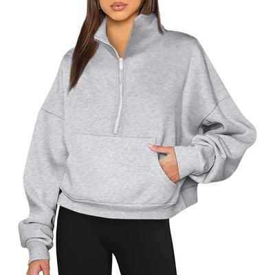 Half Zip Pullover Womens Hoodie Sweatshirts Fall Winter Outfits  Clothes With Pockets Loose Sweatshirts