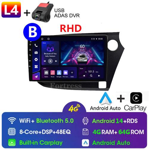 9" Android 14 Car Radio For HONDA INSIGHT 2009 - 2014 Navigation GPS Carplay Multimedia Player Auto Stereo 2din DVD 360 Camera