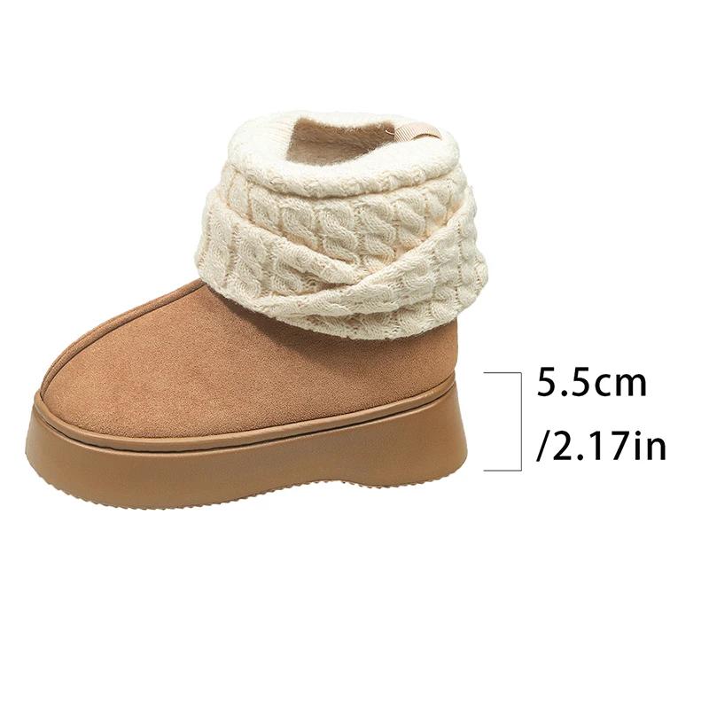 

Модные зимние ботинки на толстой подошве с толстым плюшем для женщин, зимние ботильоны на платформе из искусственной замши, женская модная лоскутная теплая хлопковая обувь 40-41 коричневый