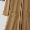 INCERUN Autumn Men Long Sleeve Open Front Long Cardigan Coats Maxi Windbreaker with Pockets