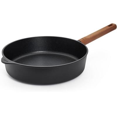 Cast Iron Square Induction Frying Pan Woll Eco Logic QXR 28x28 Cm with Wooden Handle (628WLCI-Q)