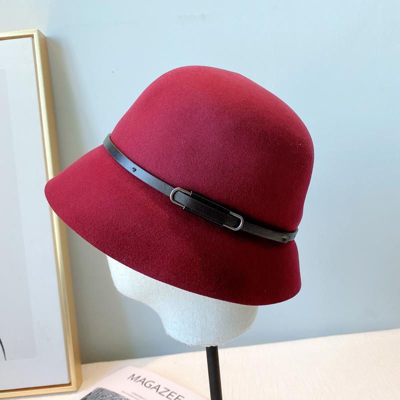 Nový dámský klobouk bucket zimní vlněný vintage elegantní dámský fedora plstěný klobouk módní francouzský buřinkový sombrero vlněný klobouk pokrývka hlavy