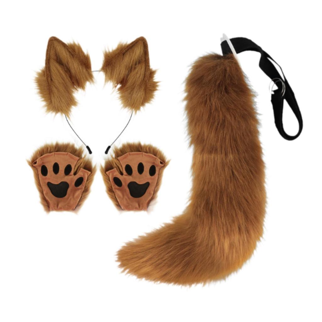 Fox Ears and Tail Set Fox Ear and Long Tail for Holiday Stage Performance