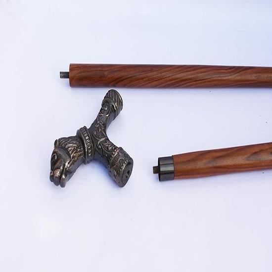 

Винтажная латунная форма льва Купер, античная трость, трость из красного дерева, двойной уникальный дизайнерский подарок