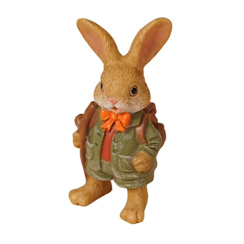 1PCS The Bunny Standing Rabbit Outdoor Garden Statue Turtle Hedgehog Statue Full Color Finish Small Animals Decorations
