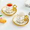 an Style Light Luxury Ceramic Coffee Cups with Dish Office Mug Gold Edged Afternoon Tea Cup Set Household Drinkware