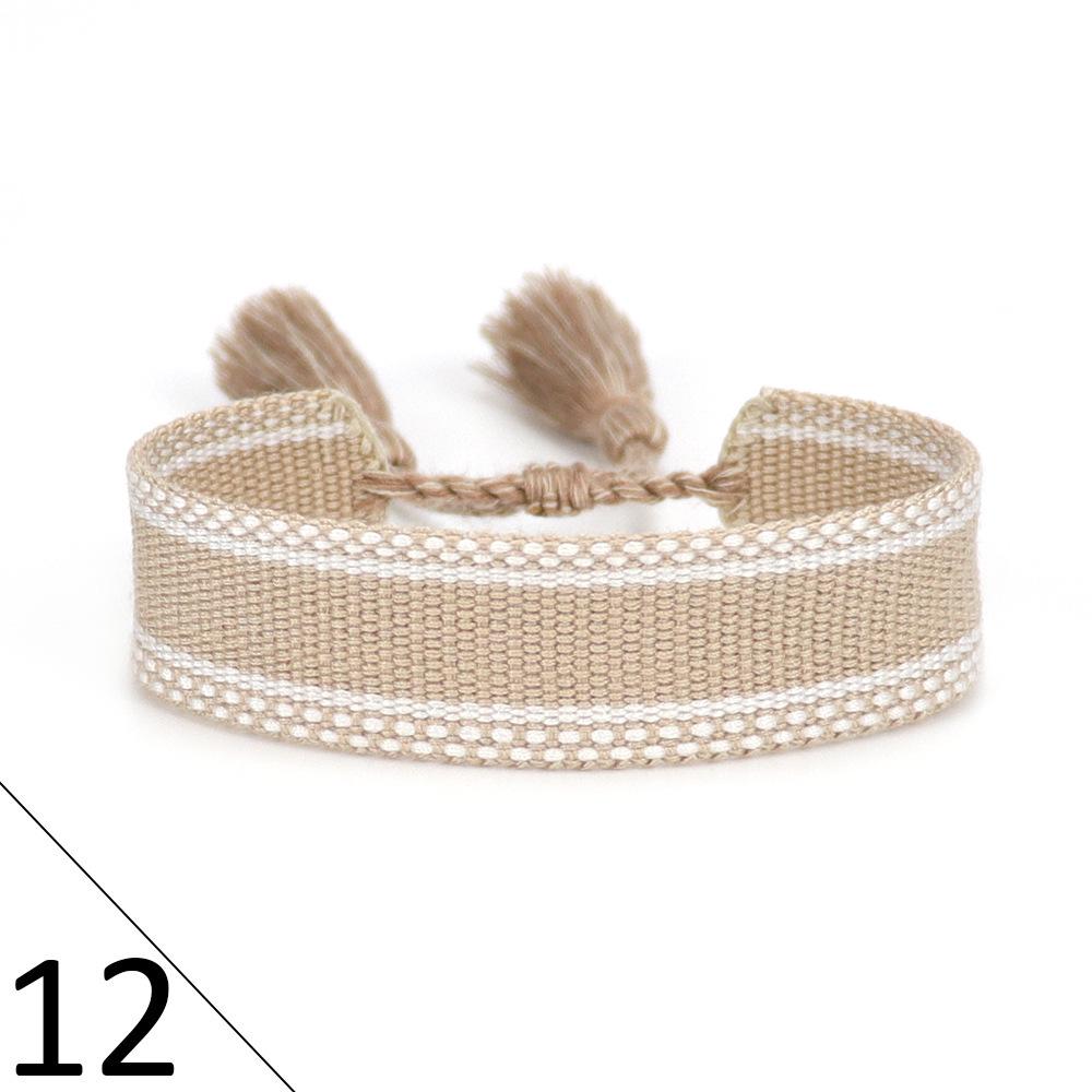 Handmade Bohemian Embroidered Logo Tassel Bracelet - Ethnic Style Friendship Band