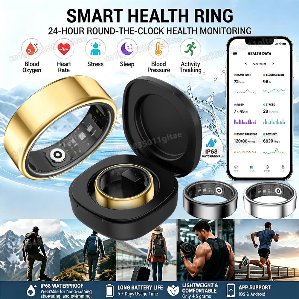 New Smart Ring Heart Rate Blood Pressure Sleep Monitoring Gesture Camera Control Fitness Waterproof Men Women Smartring Gift R122