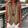 Damen Oberteile Rundhals Ärmellos Seitliche Knöpfe Dekoration Asymmetrisches Design Pullover Oberteile Einfarbige Lockere Passform Sommer Weste