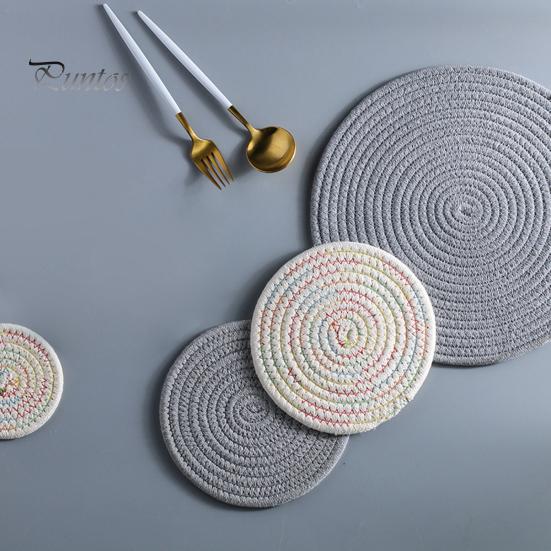Soft Cotton Woven Coaster Set Heat Insulation Anti-Scald Water-absorbent Noise-reducing Cotton Cup Mat