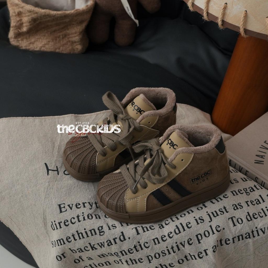 XSHX retro "German board shoes" children's high-top leather board shoes winter velvet boys and girls Velcro 2481