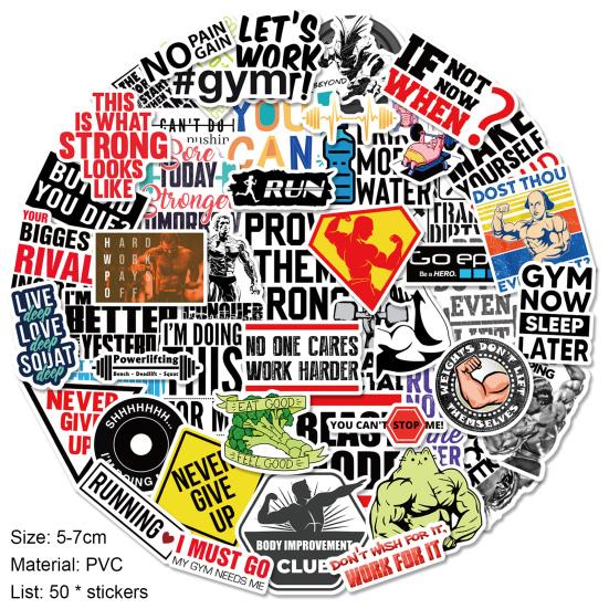 50Pcs/Bag Motivational Stickers Adorable Appearance Ornamental Anti-fade Convenient Inspirational Cup Vinyl Stickers Gym Decor