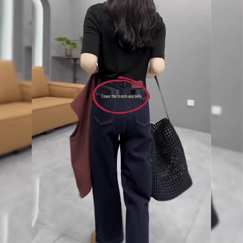 

Джинсы больших размеров в стиле ретро, зауженные, прямого кроя, для фигуры типа «груша» M