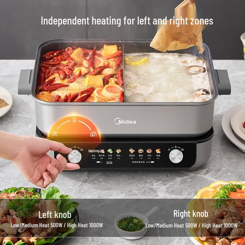 Midea 8L Multi-functional Electric Hot Pot & Grill Cooker CN plug (adapter included)