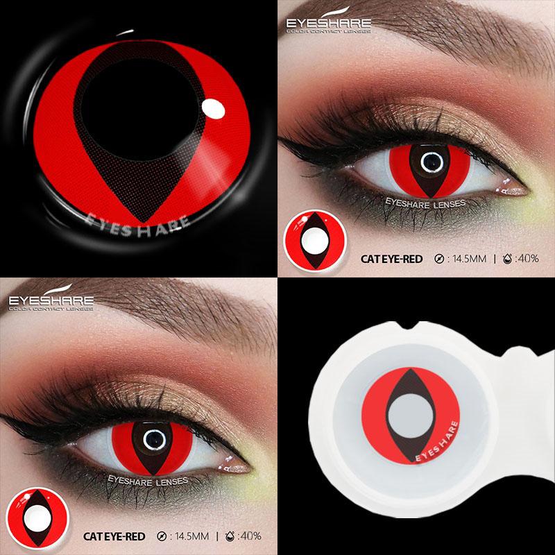 2Pcs Cosplay Contact Lenses for Eyes Colored Red Contacts Lens Cosmetic Black Pupil Lens Yearly Halloween White Lenses