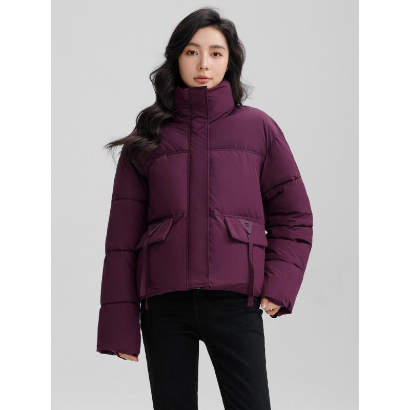 Women's Windproof Stand-up Collar Lightweight Fluffy Warm Cold Loose Short Casual Sports High Quality Fabric Coat Cotton Jacket