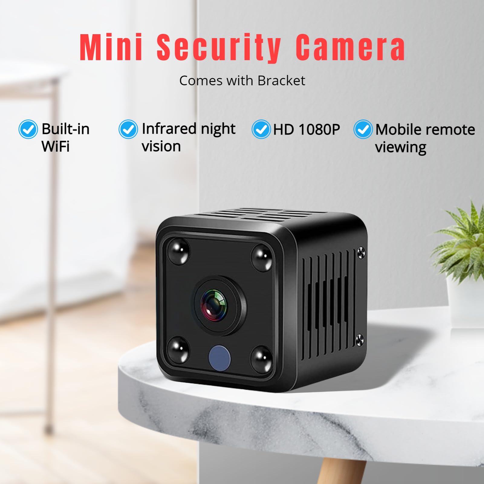 

x6 Mini Square Infrared Night Vision Camera Home Security Indoor HD WiFi Camera A