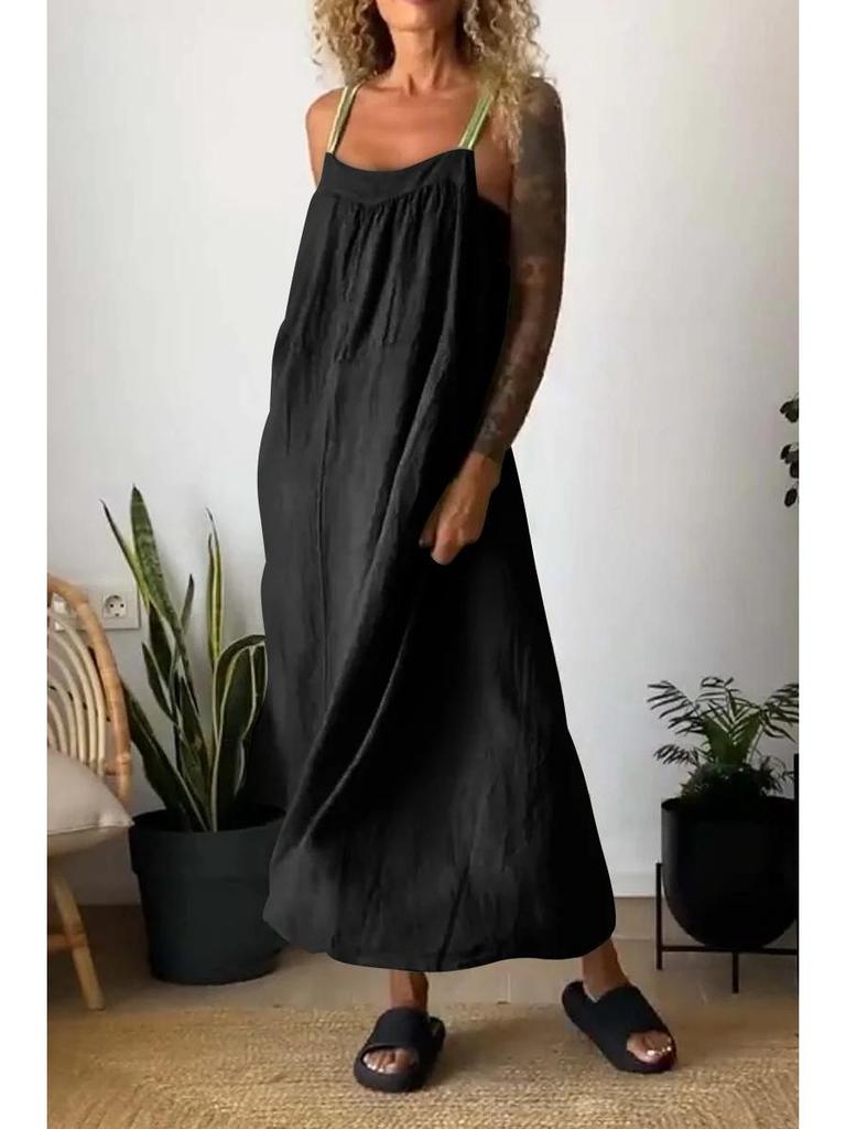 2026 Summer Casual Cotton Linen Strap Dress