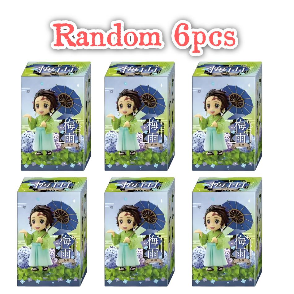 Demon Slayer blind box Plum Rain Series anime figure Tanjiro Kamado Nezuko Action Model Pvc Desktop Ornament Collection Toy Gift