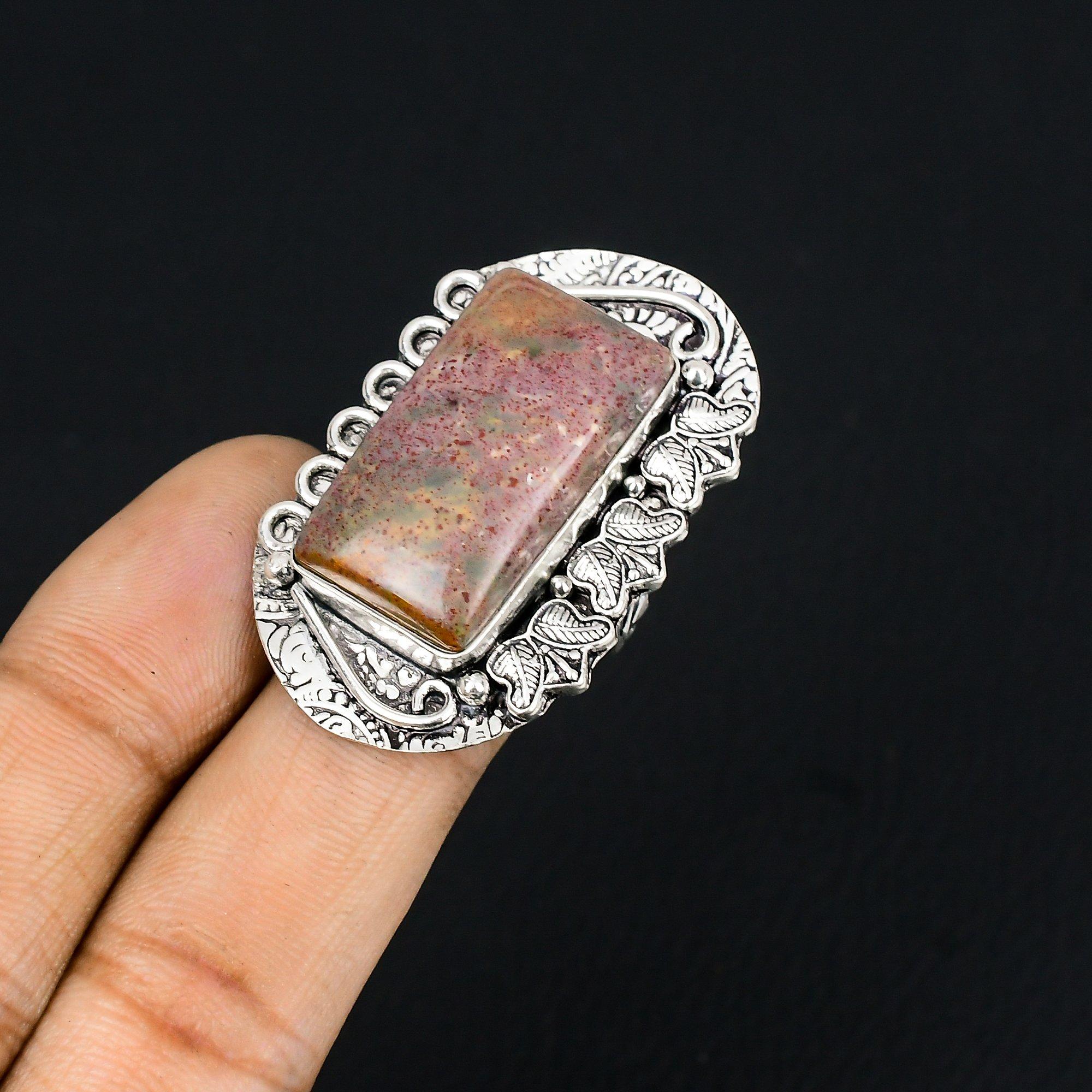 

Bloodstone Stone 925 Silver Anniversary Art Deco Daughter Statement Ring US 7 7