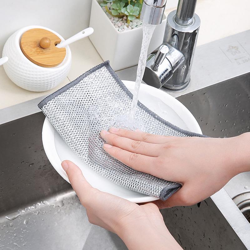 Cationic Coral Fleece Dishcloth Scouring Pad - Thick, Absorbent Kitchen Cleaning Cloth
