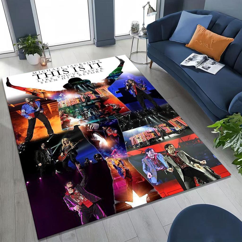 Fashion MJ Michael Jackson King of Pop Art Rug for Bedroom Living Room Sofa Home Doormat Decor, Large Kids Non-slip Floor Mat