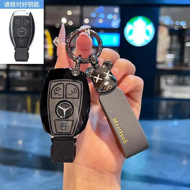 TGM3   Female Key Case for Mercedes Benz CLS CLA GL R SLK AMG A B C S Class 3 Button Remote Car Key Cover Holder Keychain Accessories