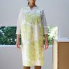 Quarter Report Designed by Rieko Oka Cotton and Linen Material Easy To Put On and Take Off Just Put It On Over Apron Float Green Free Size Apron