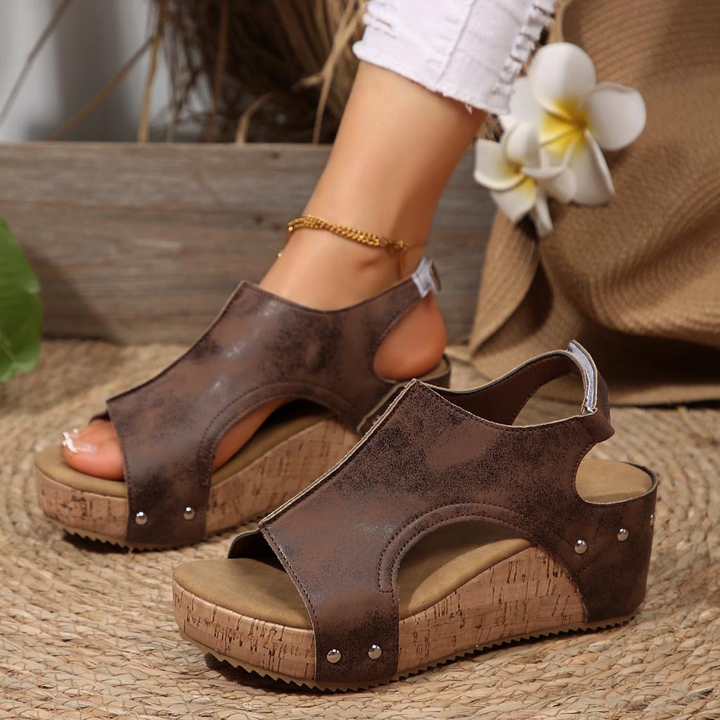 New summer women's thick-soled wedge sandals large-size thick-soled fish mouth sandals wedge sandals
