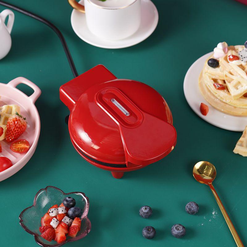 Mini Double-Sided Electric Waffle Maker with Temperature Control for Kids