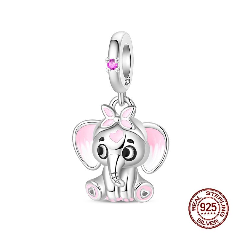 New Copper Pink Cute Animal Charms Beads Chinese Style Panda Fit 3Mm Original Bracelets Diy Jewelry Birthday Gift