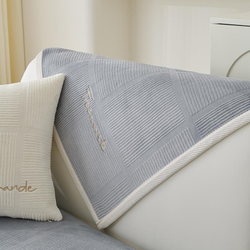 Luxury Soft Sofa Cover for Living Room Non-Slip Solid Thick Sofa Cushion Mat Simple Style Plush Sofa Towel Home Couch Decor