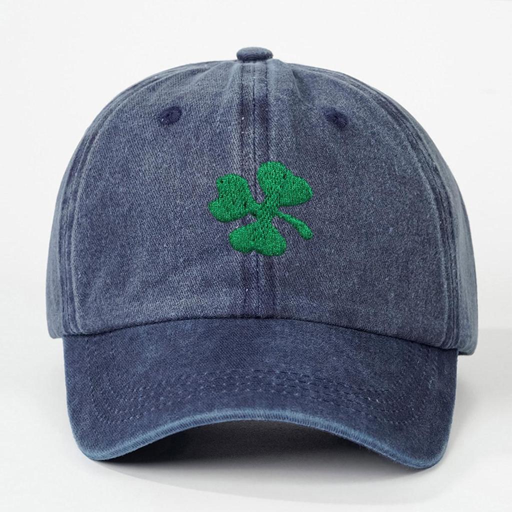Spring/Summer Korean Style Clover Embroidery Baseball Cap - Sun Protection Duckbill Hat with Wide Brim