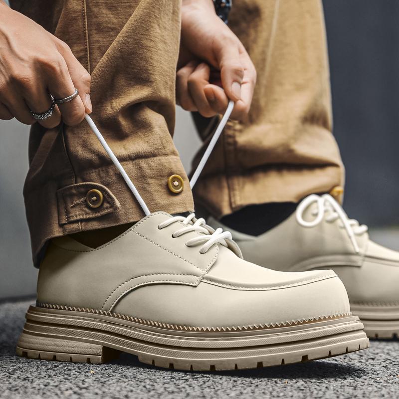 New Mens Platform Casual Shoes High Quality Outdoor Work Shoes New Black Thick-soled Formal Shoes Business Leather Dress Shoe