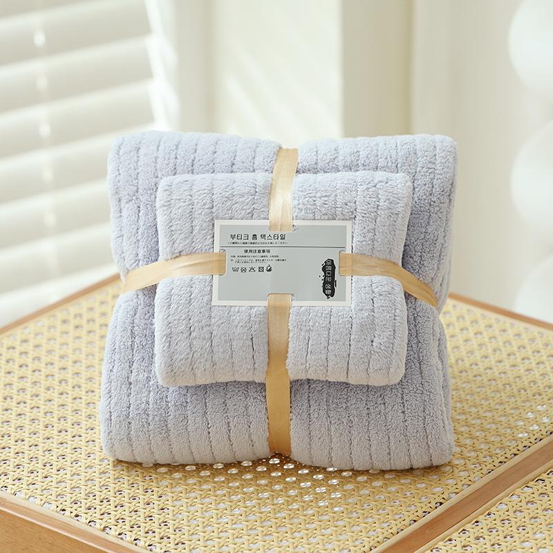 Coral fleece bath towel set washcloth 30x70 and 70x135cm, available in multiple colors, 2sets