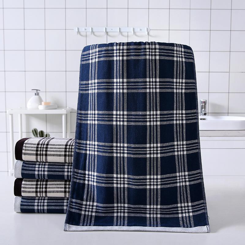 Premium Cotton Plaid Towel: Soft Gauze Front & Terry Loop Back, Perfect for Face Washing & Business Gifts