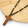 Noter Vintage Holz Kreuz Anhänger Halskette Für Männer Handgefertigt Braunes Holz Perlenkette Katholisch Christlich Religiöser Schmuck Geschenk