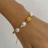 European INS Baroque Pearl Stainless Steel Bracelet, High-end Luxury Niche Titanium Steel Wrist Jewelry for Women