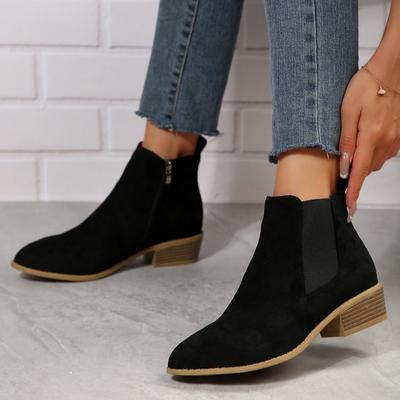 Large Size Women's Short Boots New Square Heel Suede Fashion Boots Side Zipper Short Boots Casual Versatile Women's Shoes