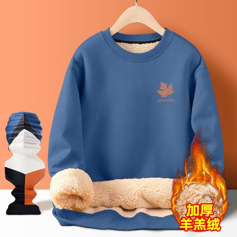 Thick Velvet Sherpa Round Neck Top Men's Korean All-match Casual and Fashionable Sweatshirt