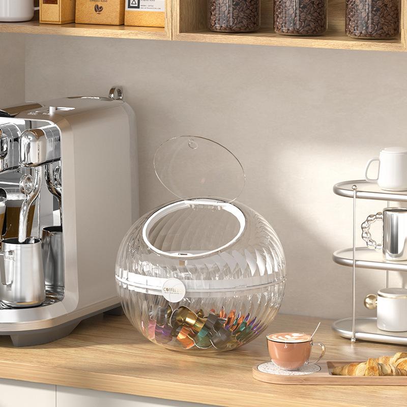 Creative Desktop Transparent Capsule Coffee Press Storage Container Multi-purpose Candy Chocolate Tea Sealed Storage Box