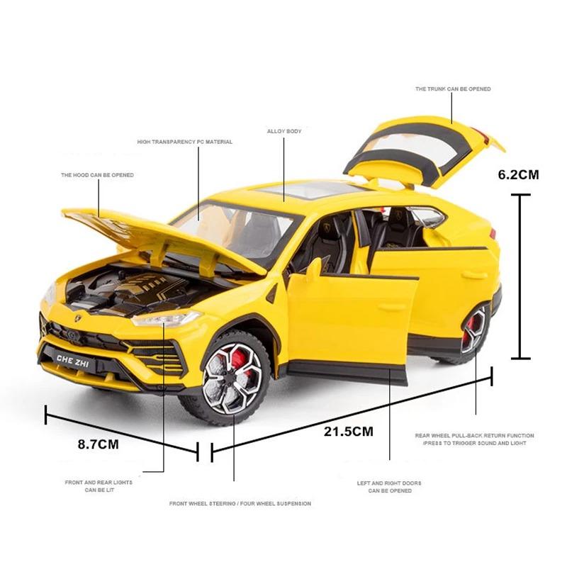 1/24 Lamborghini URUS Bison SUV-Sportwagenmodell aus Legierung, Druckguss-Geländewagen aus Metall, Automodellsimulation, Ton und Licht, Kinderspielzeug, Geschenk