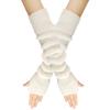Women's Winter Warm Wool Gloves, Fingerless Long Sleeves, Solid Color, Extended Gloves