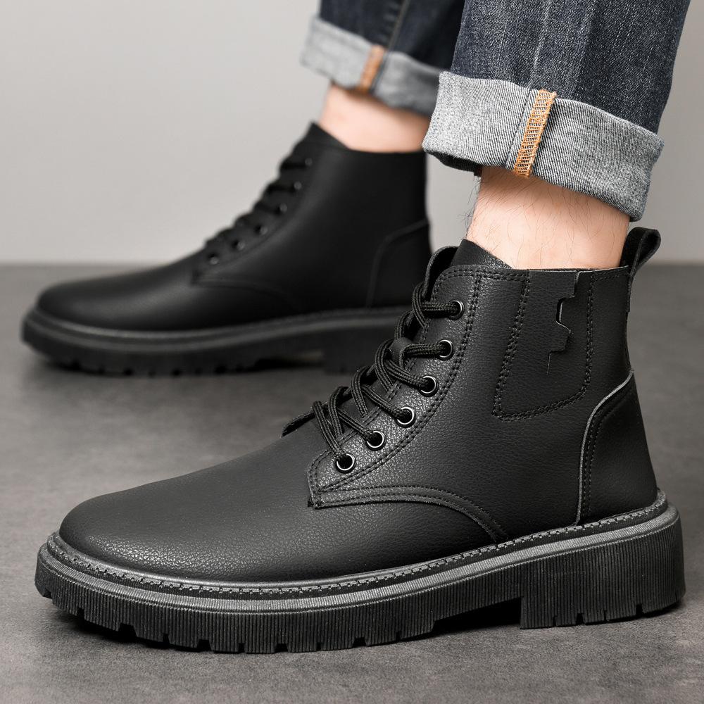 Britische Retro Martin Stiefel Herren Herbst und Winter Plateau Herrenschuhe High-Top Lederschuhe rutschfeste lässige Lederstiefel