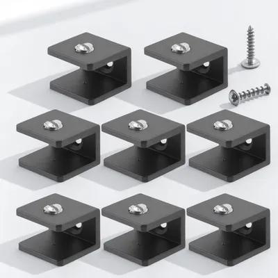 8Pcs Industrial Style Glass Shelf Clamps Robust Wall Mounted Bracket Set for Glass Shelves Bathroom Kitchen