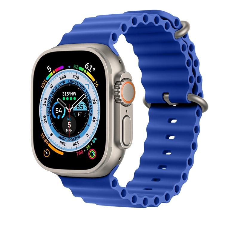 Silikonový řemínek YurKem Ocean pro Apple Watch 49 mm, 45 mm, 44 mm, 40 mm, 41 mm, 42 mm, 38 mm, pro iWatch Ultra řady 8, 7, 6, 5, 4, 3, SE